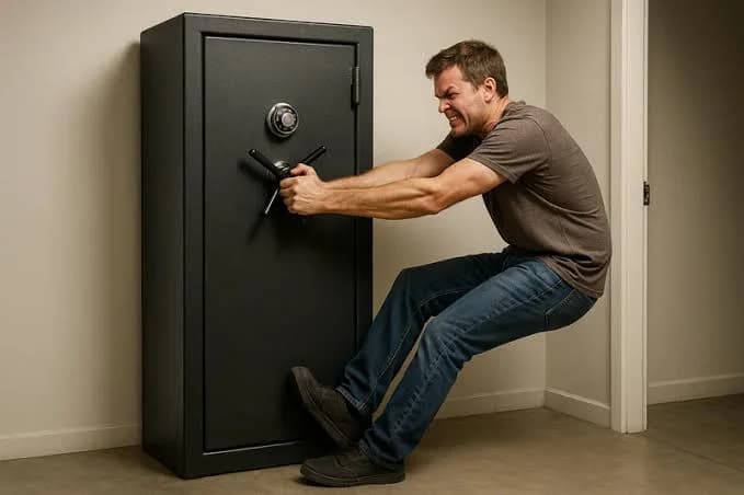 Office safe with digital keypad being opened by a City of London locksmith
